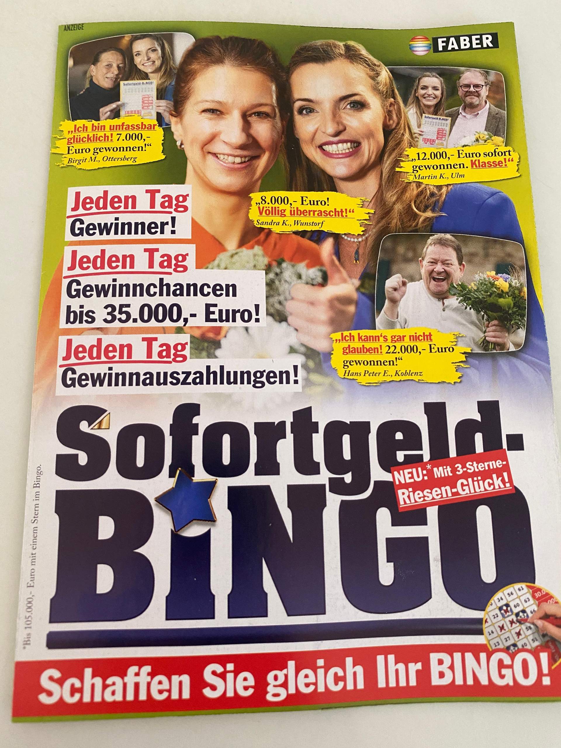Ich habe im Faber Sofortgeld Bingo gewonnen Ist das seriös? (Glück, Gewinnspiel, Lotto)