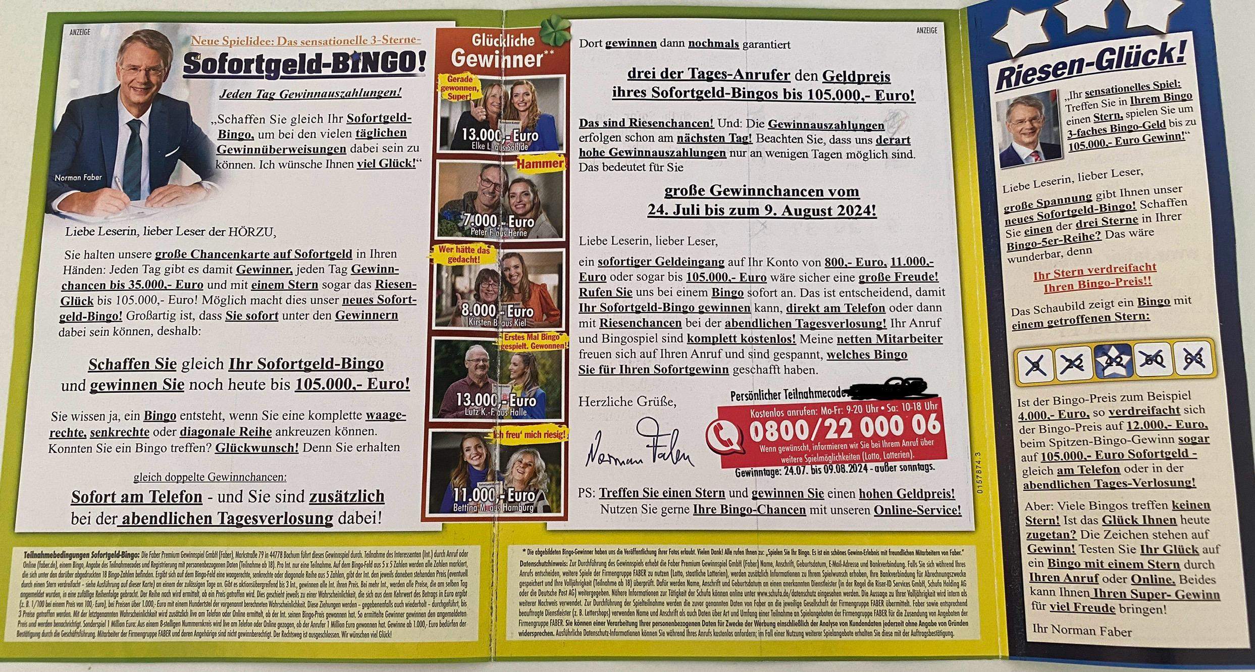 Ich habe im Faber Sofortgeld Bingo gewonnen Ist das seriös? (Glück, Gewinnspiel, Lotto)