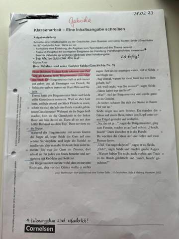 Ich habe meine Deutscharbeit zurückbekommen und ich finde die Note nicht gerechtfertigt. Was meint ihr?