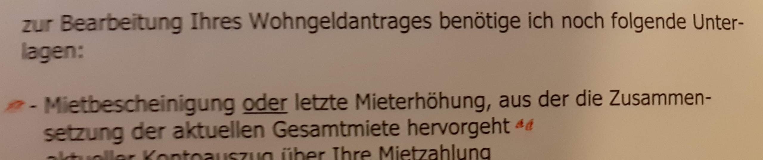 Ich habe wohngeldbeantragen, was ist Mietbescheinigung