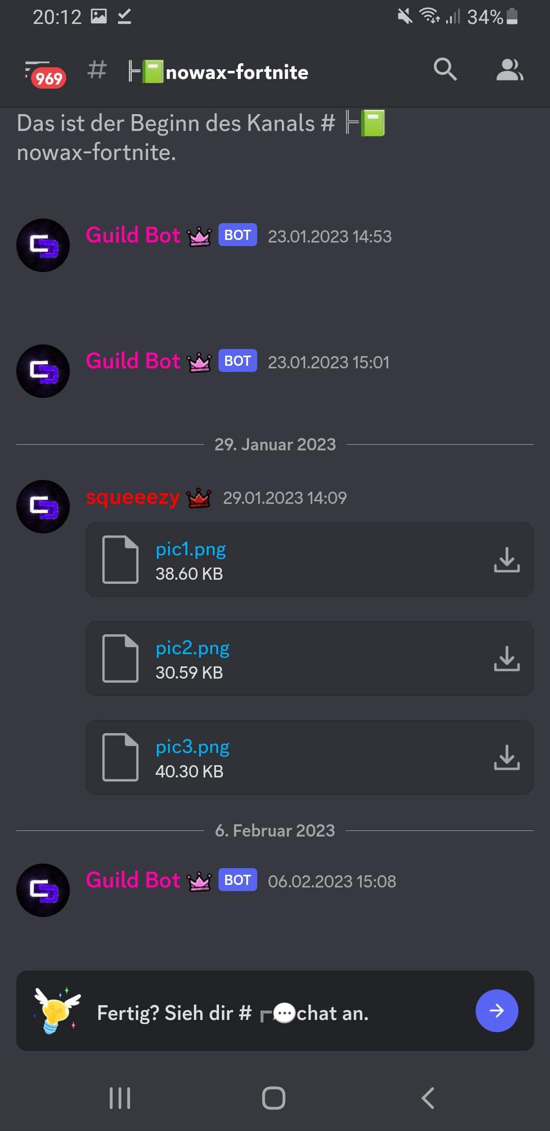 Ich kann keine bots Nachrichten sehen? (Discord, Discord Bot)