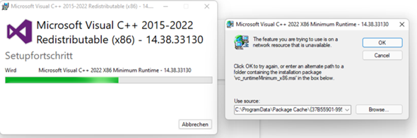Ich kann Microsoft Visual C + + 2015 Redistributable (x86) 14.0.24212.0 ...