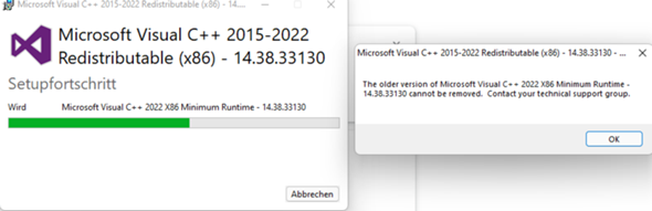 Ich kann Microsoft Visual C + + 2015 Redistributable (x86) 14.0.24212.0 ...