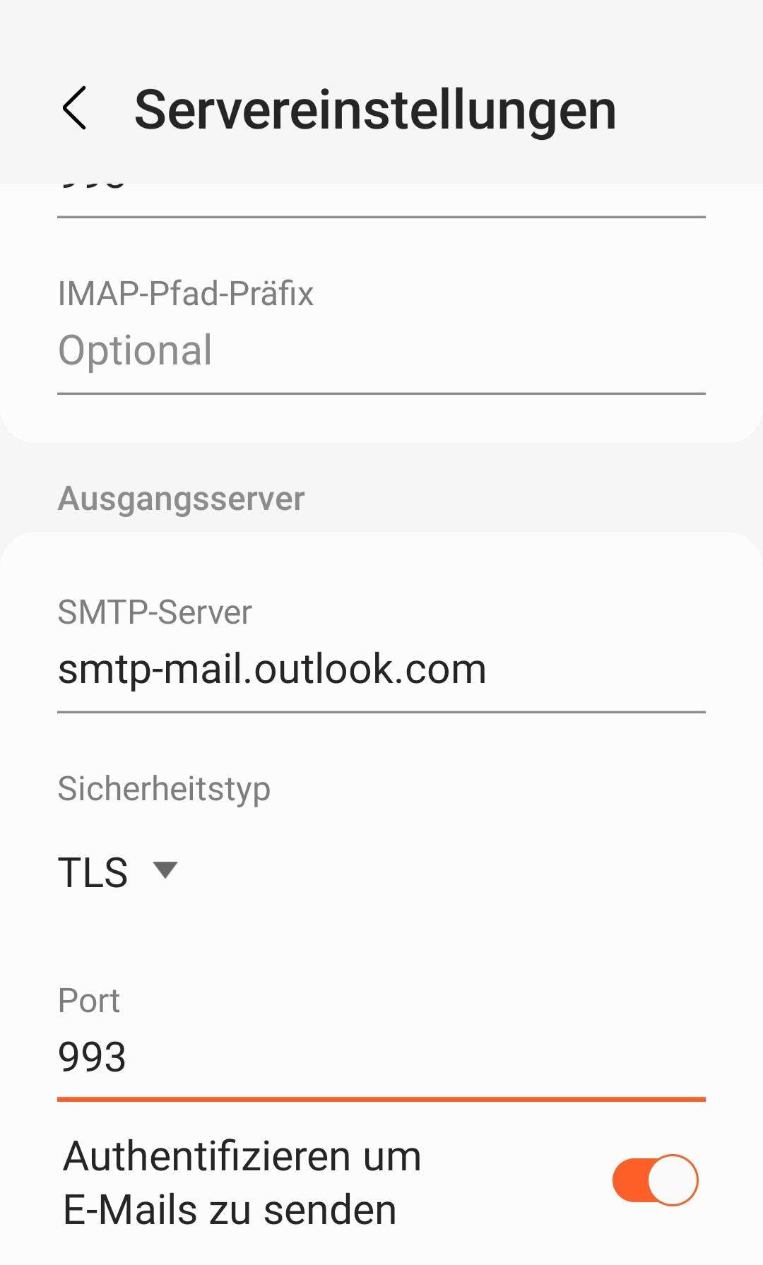 Ich kann plötzlich bei der EmailApp keine Nachrichten mehr verschicken
