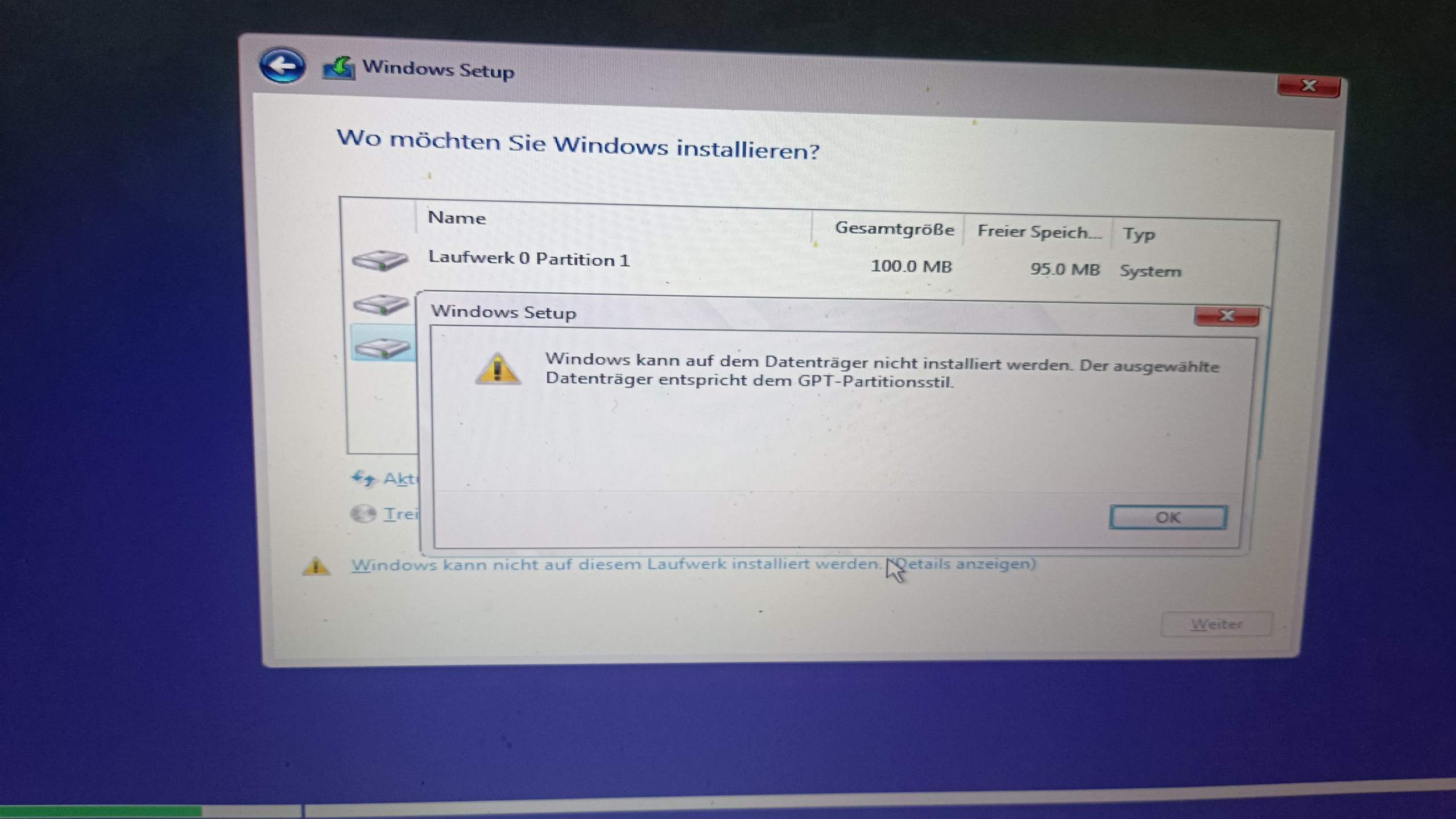 windows 10 lässt sich nicht installieren usb-stick