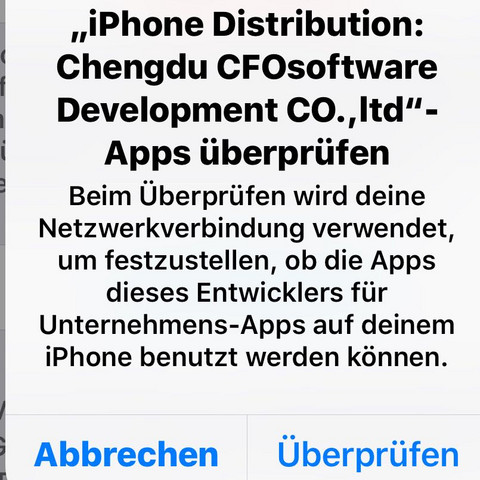 [Bild 1] Nachricht beim Versuch die App zu erlauben  - (iPhone, App, iOS)