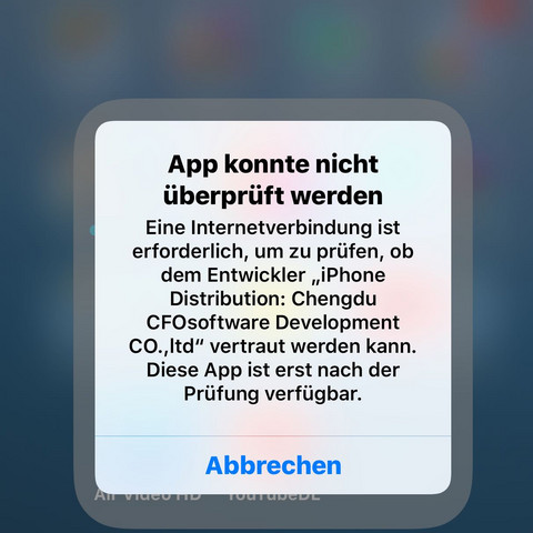 [Bild 2] Diese Nachricht kommt wenn ich ein anderes App versuche zu öffnen  - (iPhone, App, iOS)