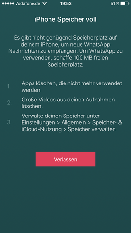 Whatsapp funktioniert nicht  - (iPhone, App, Speicher)