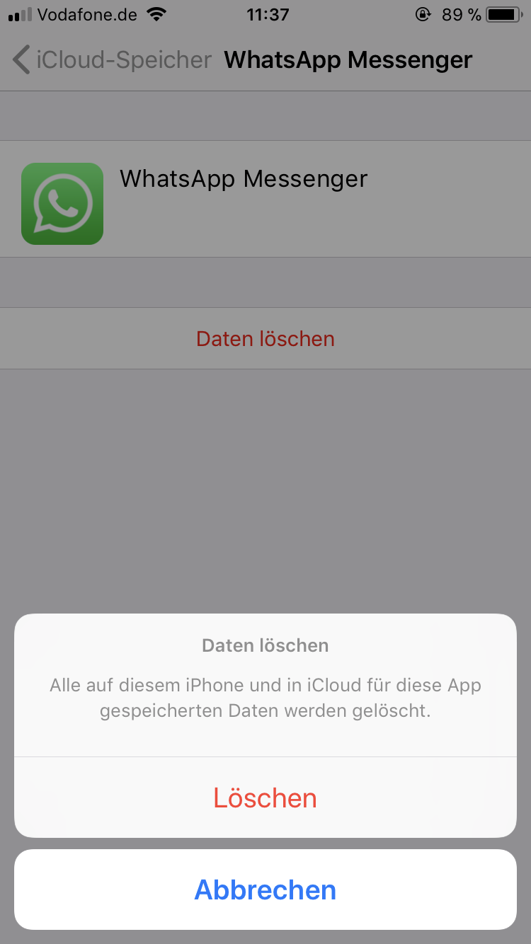 Icloud Speicherplatz Durch Whatsapp Backup Voll Wie Loschen Icloud Backup