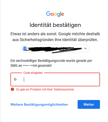Google kann identität nicht bestätigen
