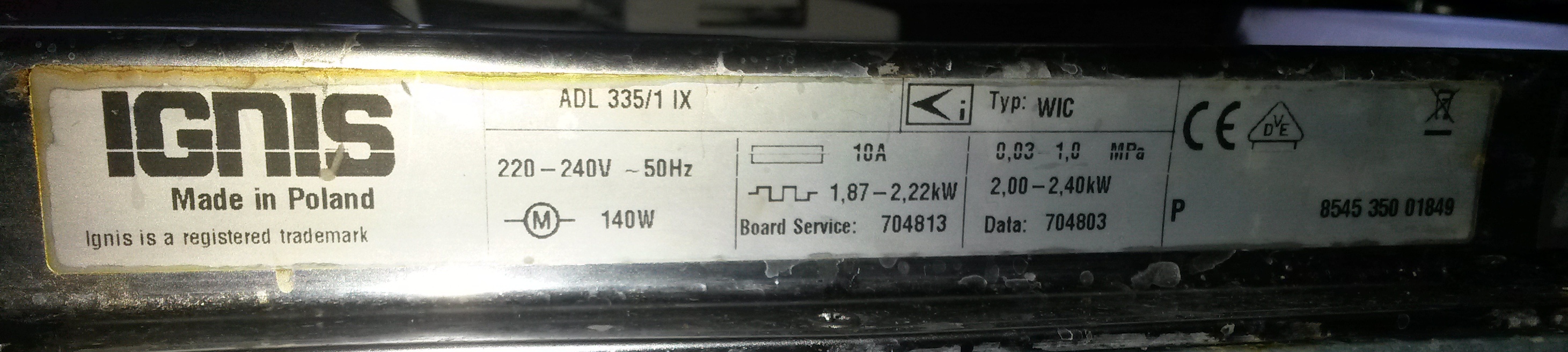 Ignis Adl 335 1 Ix Spülmaschine Startet Nicht IGNIS Geschirrspüler ADL 335/1 IX läuft nicht mehr? (Spuelmaschine)