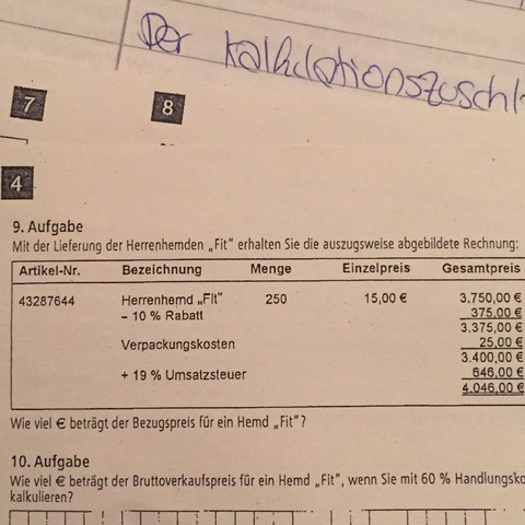 Ihk Prufung Bezugspreis Berechnen Abschlussprufung