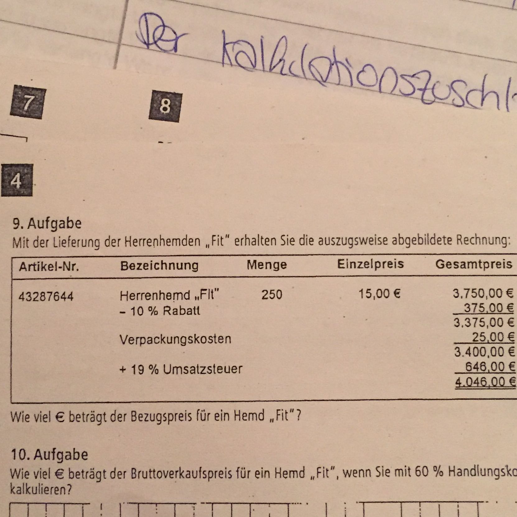Ihk Prufung Bezugspreis Berechnen Abschlussprufung