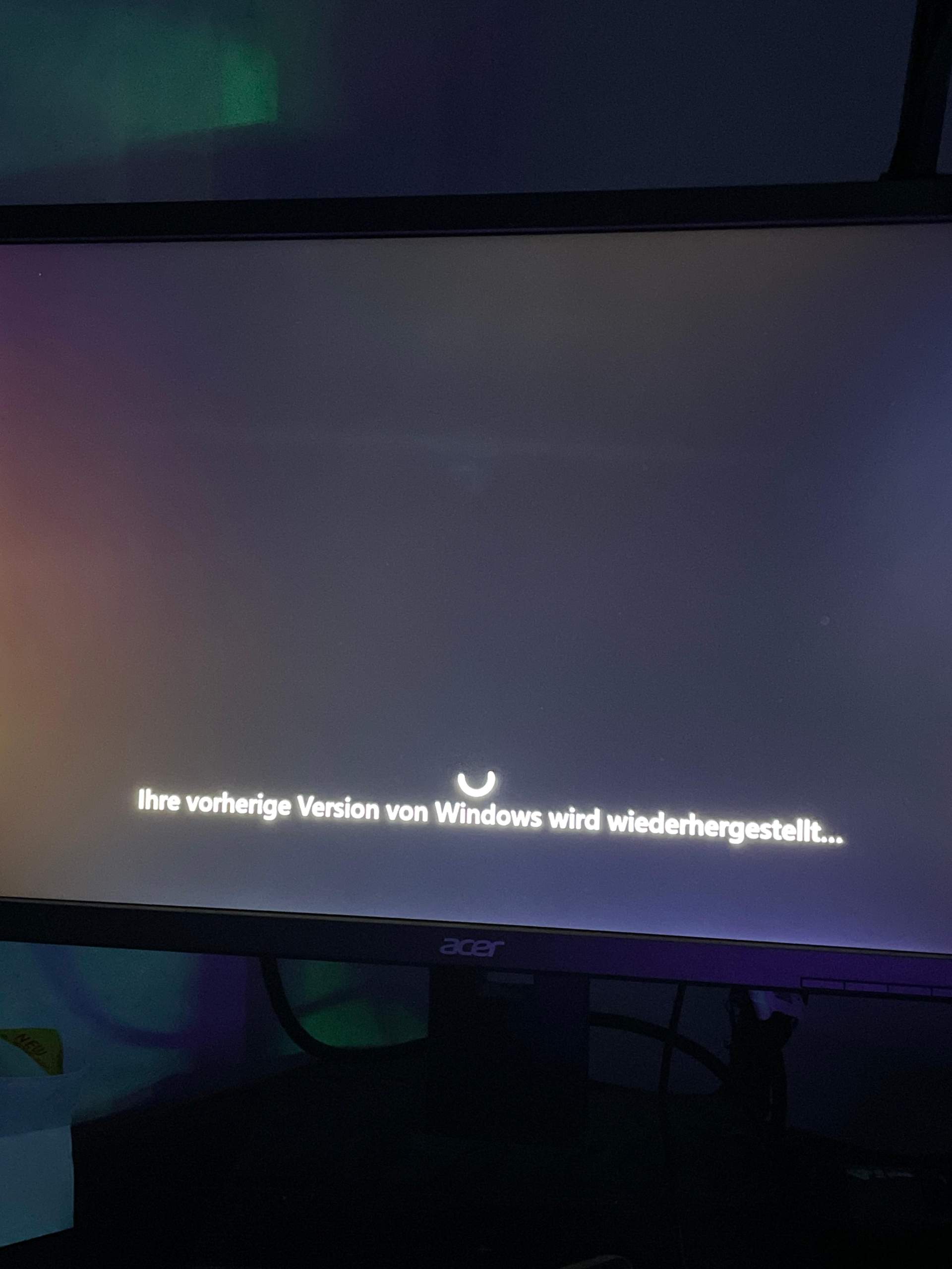 Ihre vorherige Version von Windows wird wiederhergestellt… Blue Screen ...