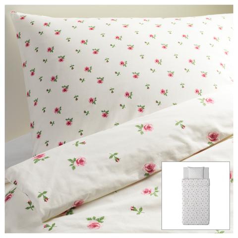 Ikea Bettwasche Weiss Mit Rosa Rosen Aus Dem Sortiment Wohnen Mobel Dekoration