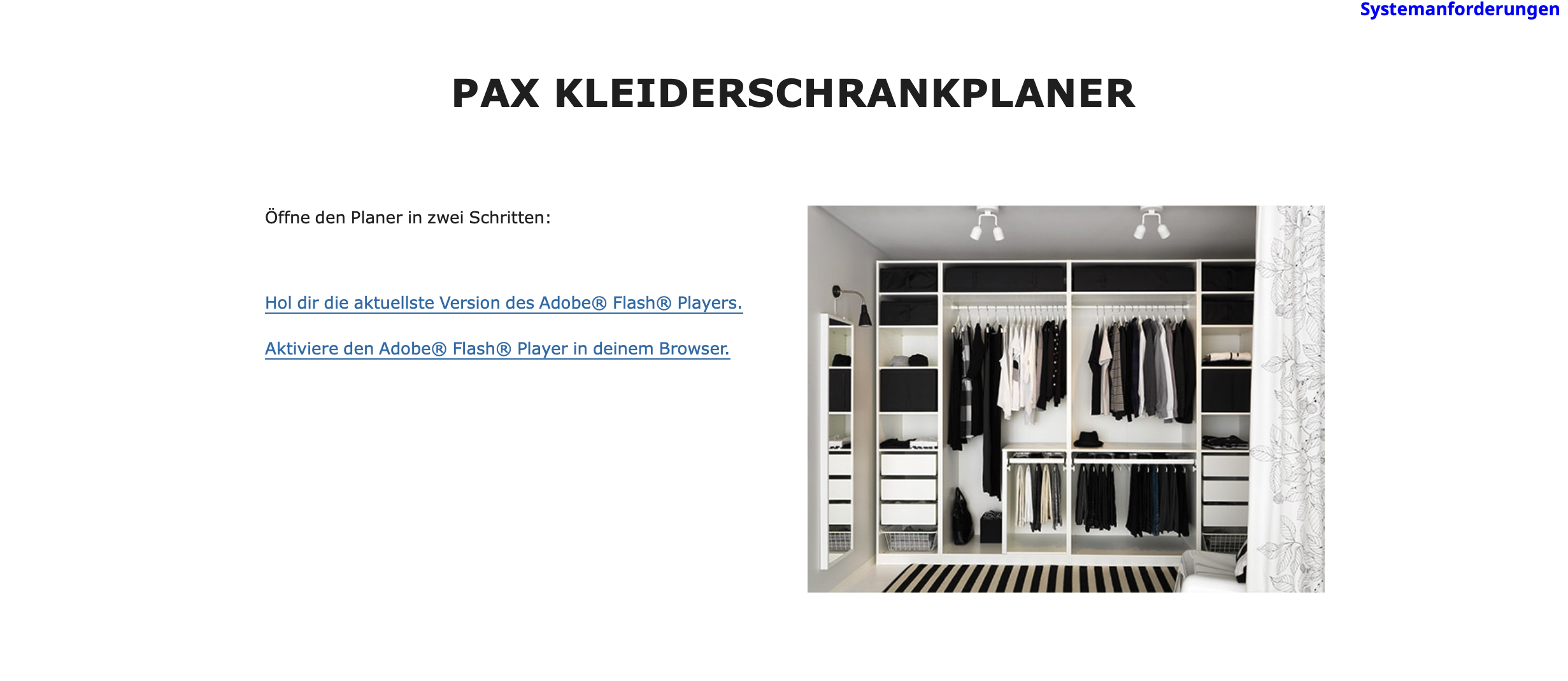IKEA PAX Planer auf Macbook geht nicht / Adobe Flash ...
