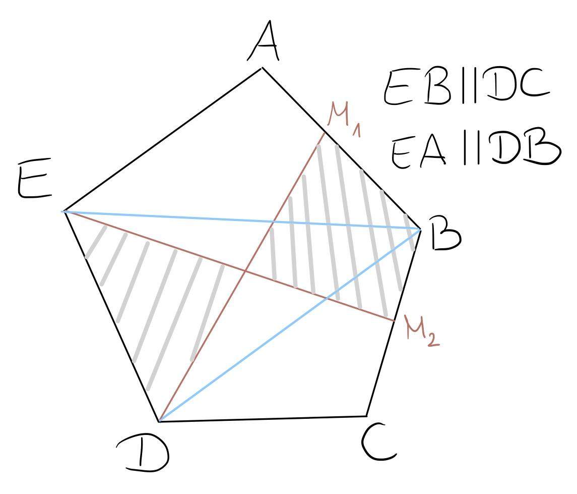 Im Vieleck zwei Flächen identisch? (Geometrie, Dreieck, Flächeninhalt)