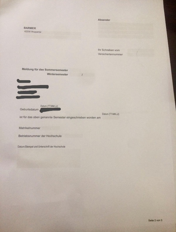 Immatrikulation Versicherungsnachweis Barmer Ausfullen