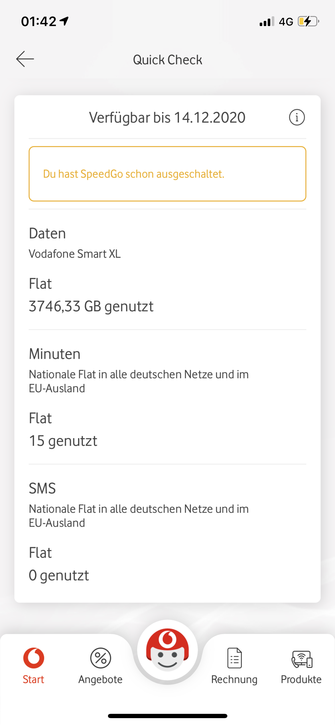In der Vodafone app steht bei meinem Datenvolumen plötzlich flat was ...