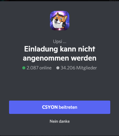In Discord kann Einladung nicht angenommen werden? (Computer, Spiele ...
