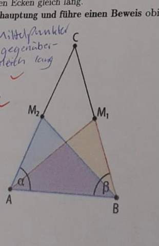 In einem gleichschenkligen Dreieck sind die Strecken von den Mittelpunkten der Schenkel zu den gegenüberliegenden Ecken gleich lang?