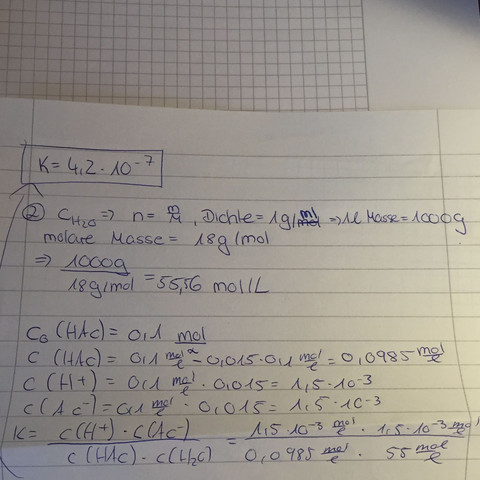Manche werte bleiben ja gleich, welche sind das? Also wenn ich k= .... Setzte - (Schule, Chemie)