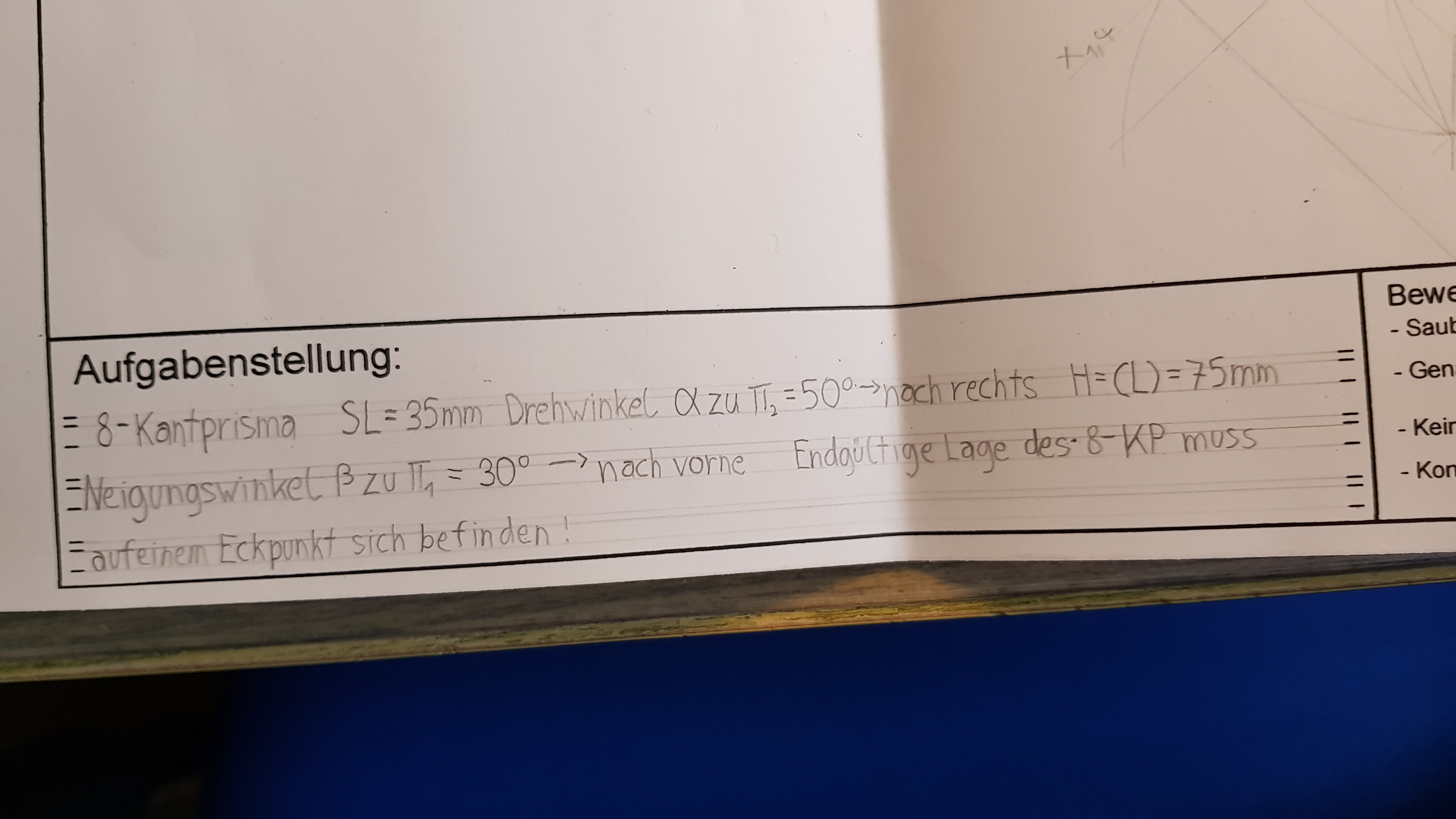 In Technisch Zeichnen Mussen Wir Ein 8 Kantprisma In Der Drei