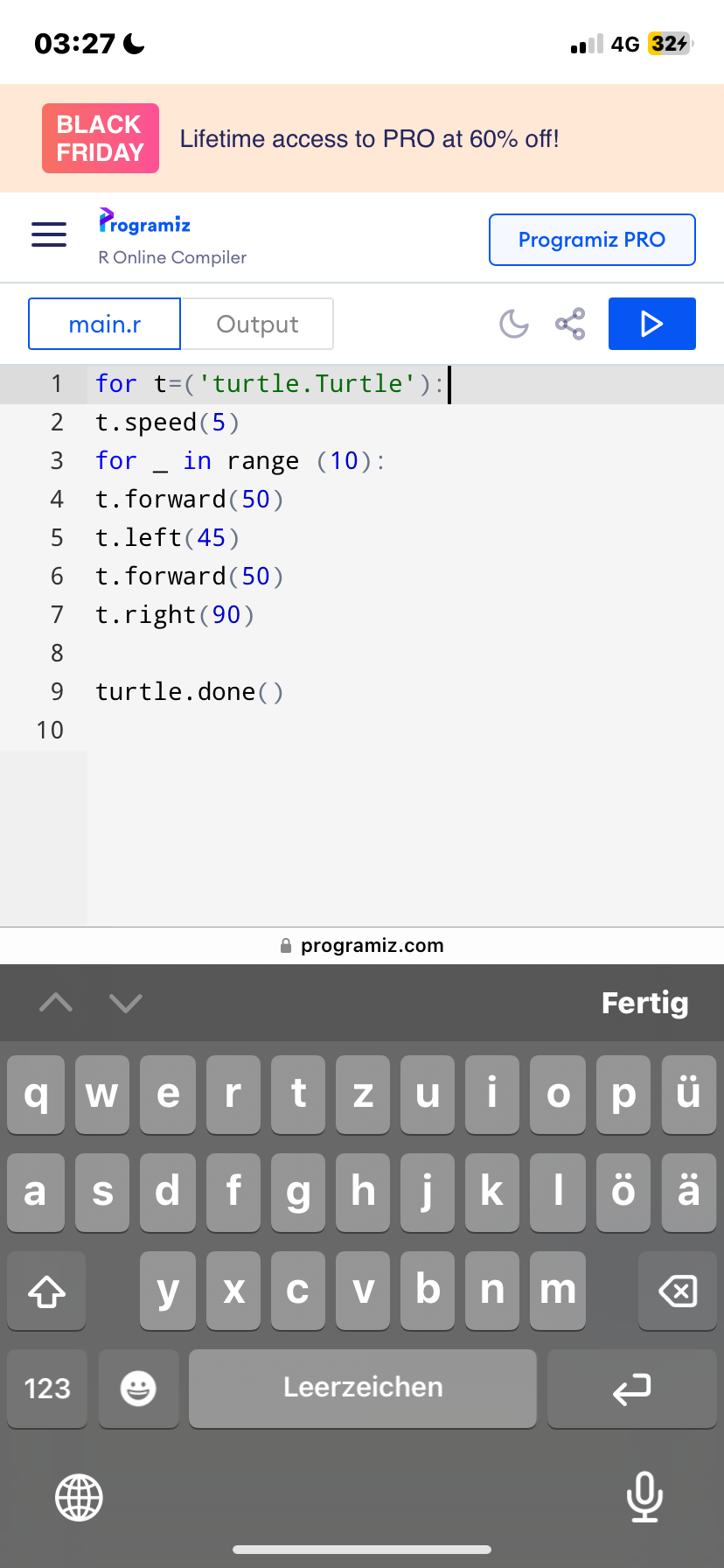 Informatik Turtle Code im Phython? (programmieren, Fehler, Python)