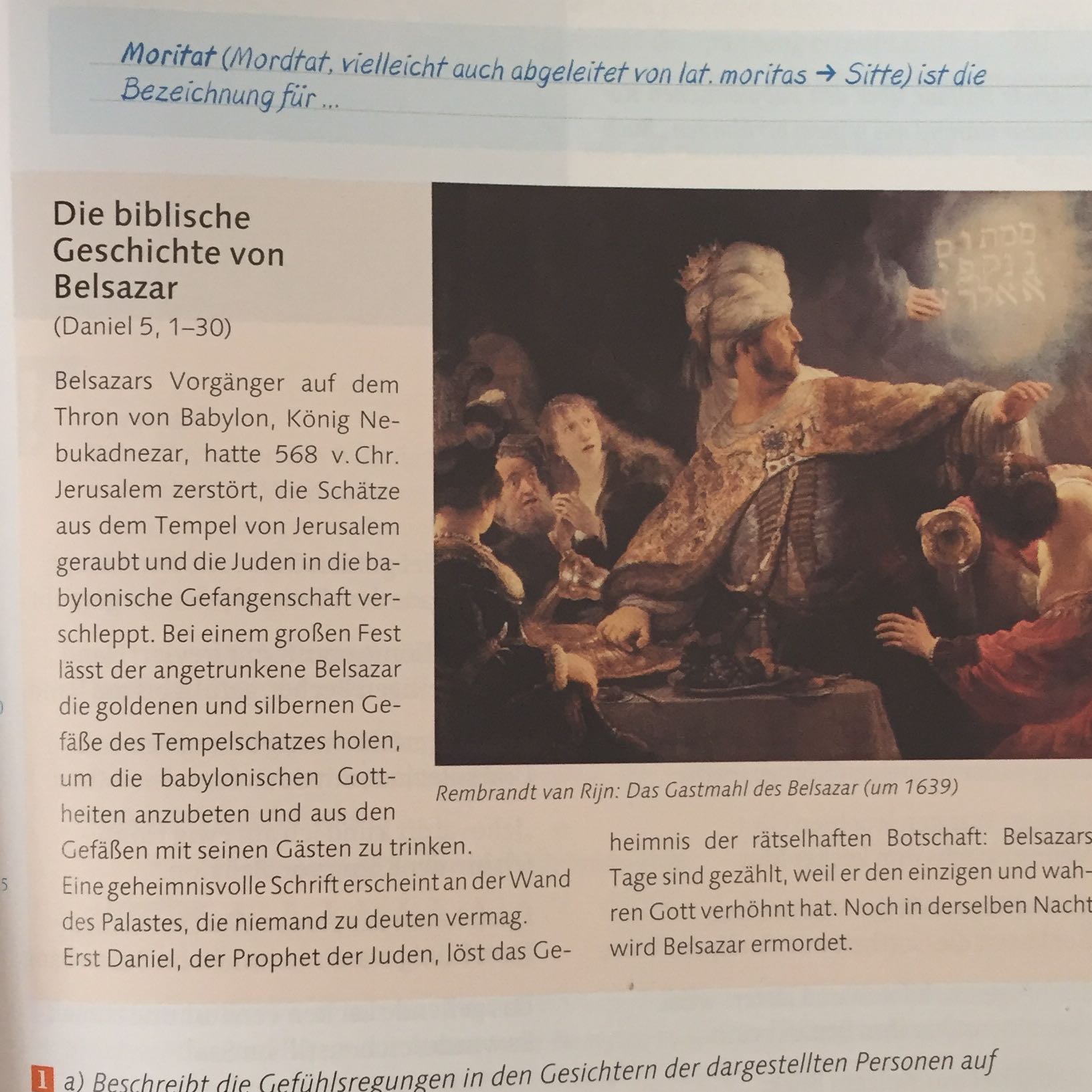 Wie Konnte Eine Inhaltsangabe Zur Biblischen Geschichte Von Belsazar Aussehen Religion Christentum Bibel