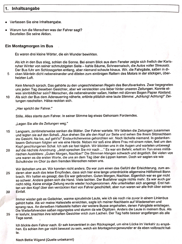 Inhaltsangabe Kurzgeschichte Klasse 8 Professionelles