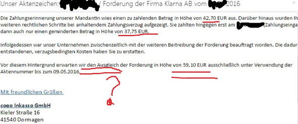 Inkasso Klarna Ausbeutung Was Bedeutet Wir Erwarten Den Ausgleich Der Forderung In Hohe Von