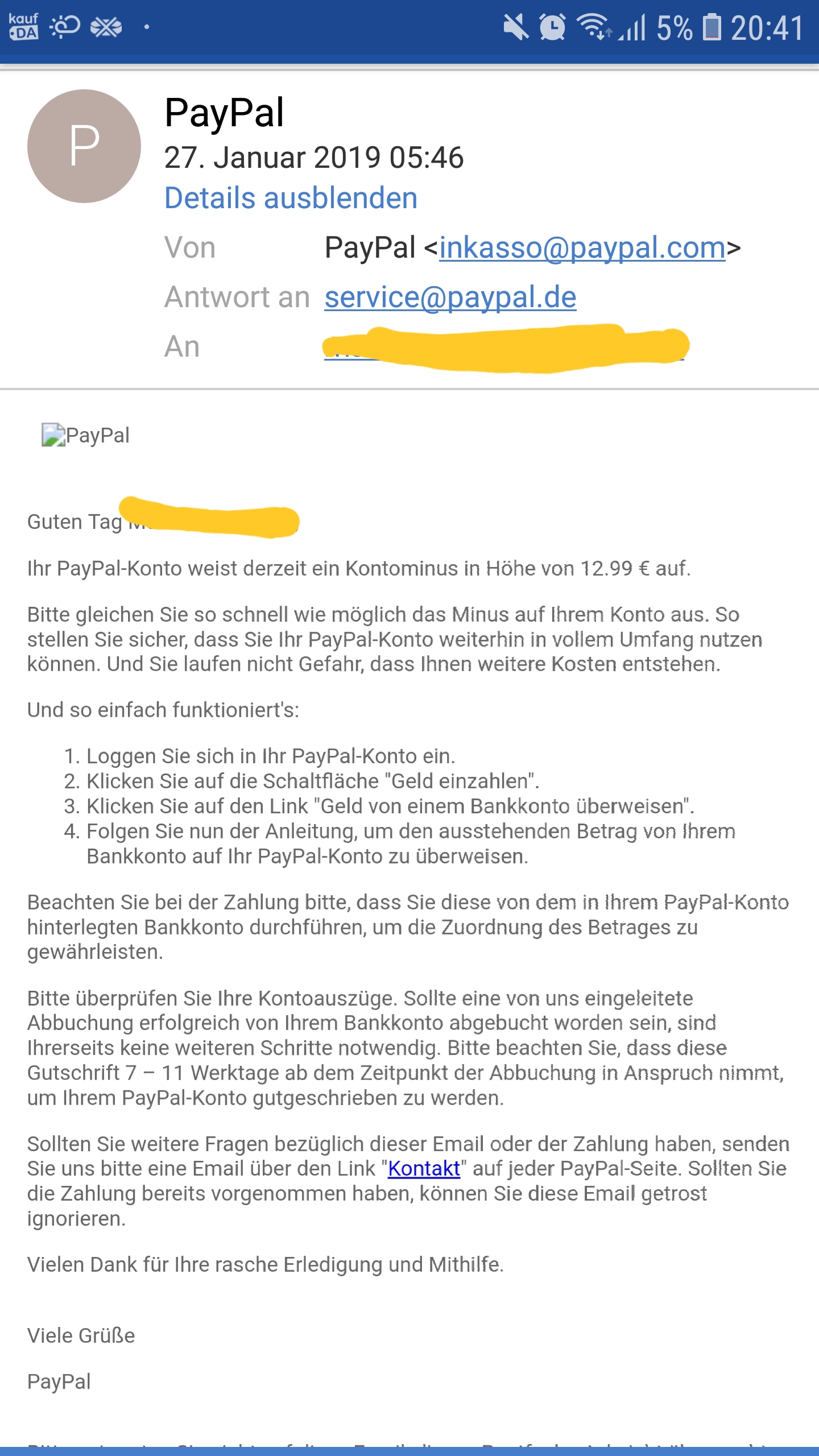 Inkassobrief Zu Fruh Recht Paypal Rechnung