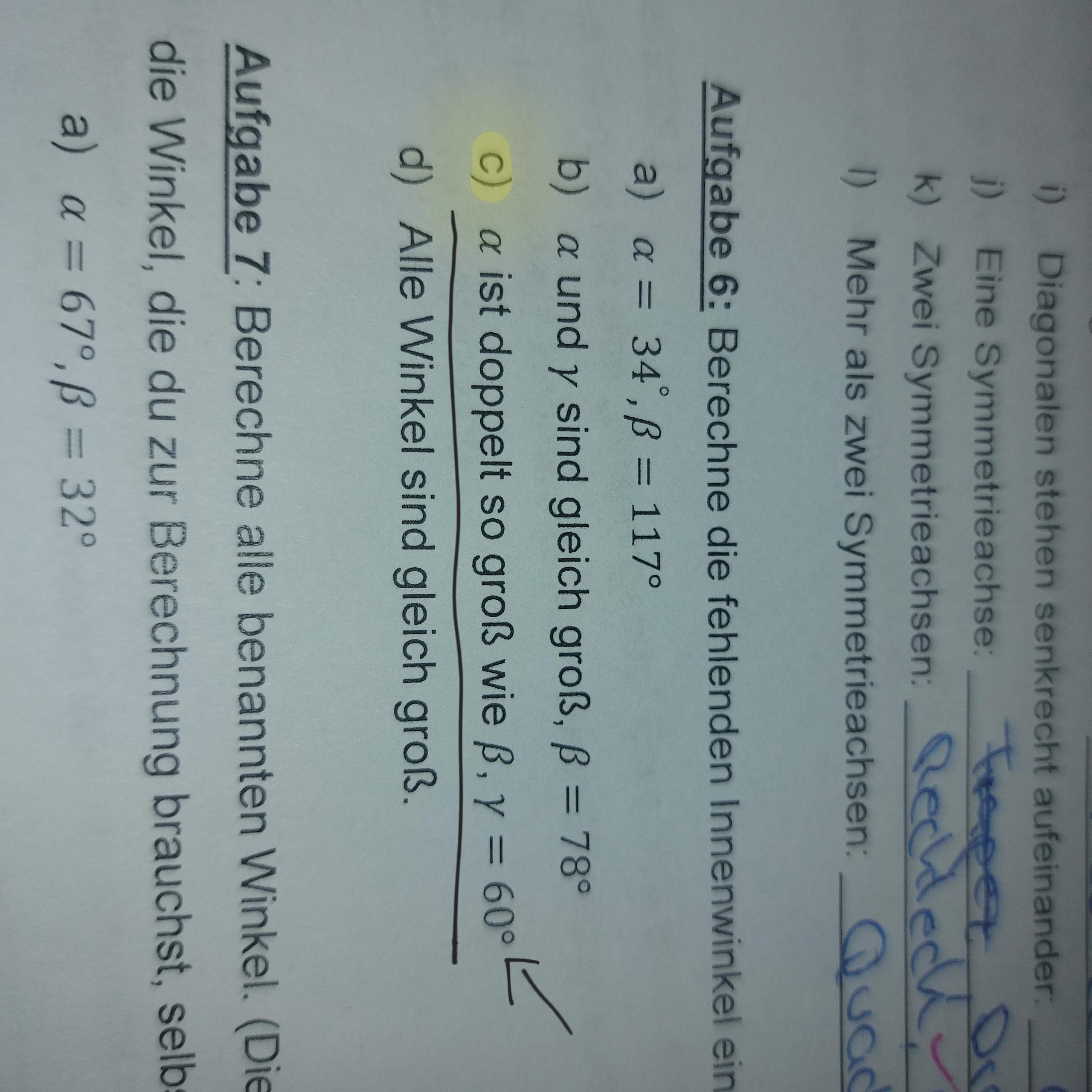 Innenwinkel des dreiecks 8.klasse Bitte hilfe? (Mathematik, Winkel)