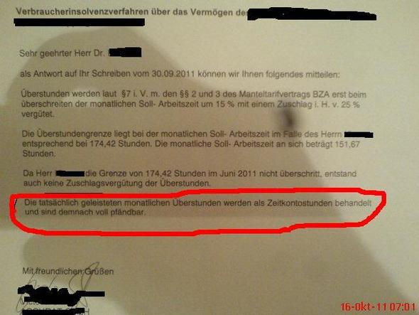 Das ist der Brief der meine exfirma na meine treuehändler geschrieben hat! - (Insolvenz, Zeitkonto Pfändb)