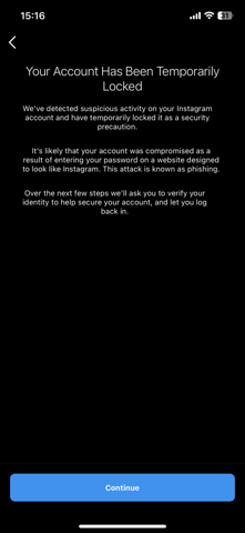 Instagram account gesperrt wegen phishing?