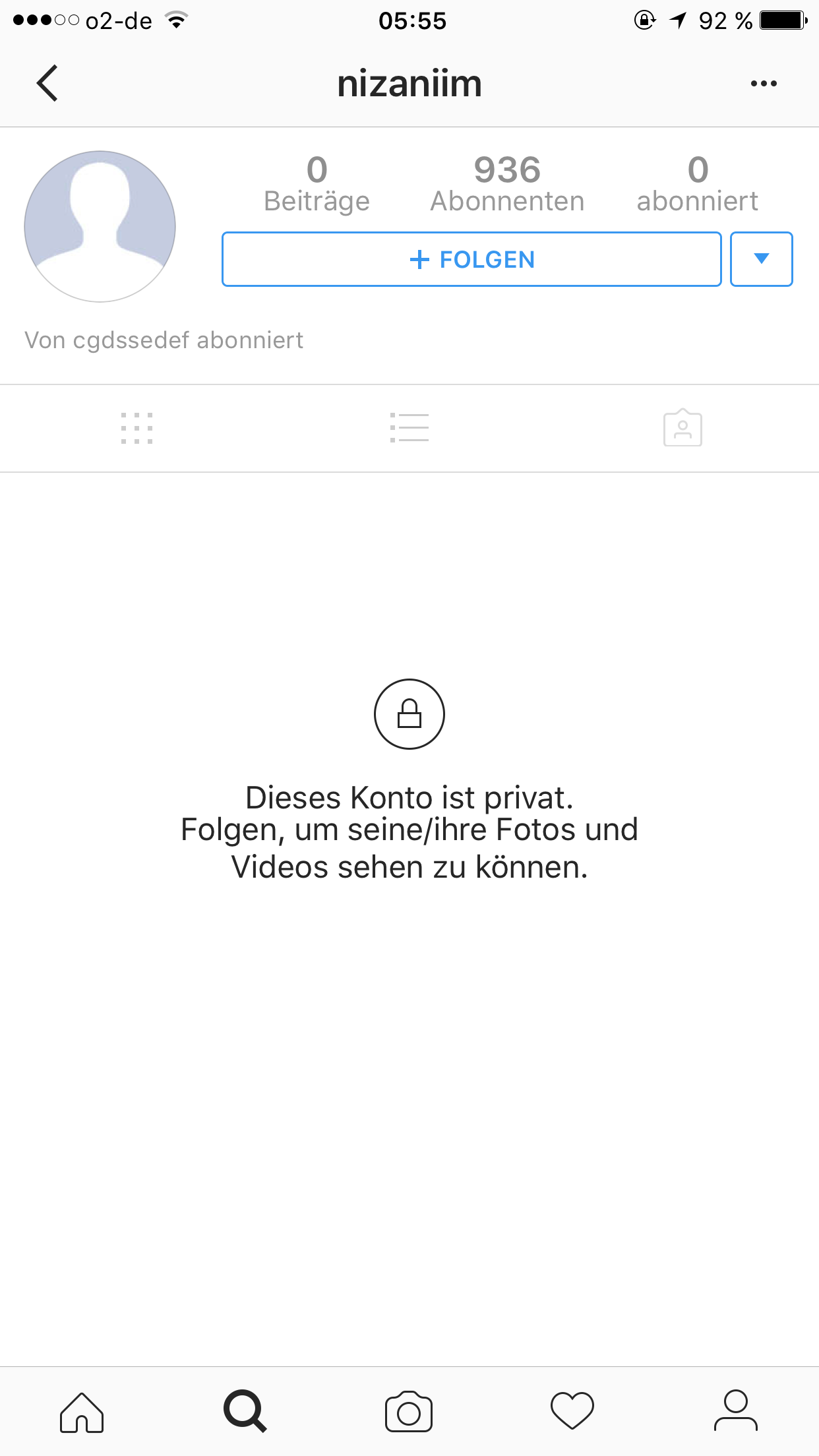 Instagram Beitrage 0 Abonnentenzahl Sichtbar Abonnierte 0 Folgen Button Mit Blauem Rahmen Profilfoto Nicht Sichtbar Hat Mich Die Person Blockiert Od Nicht Abonnenten