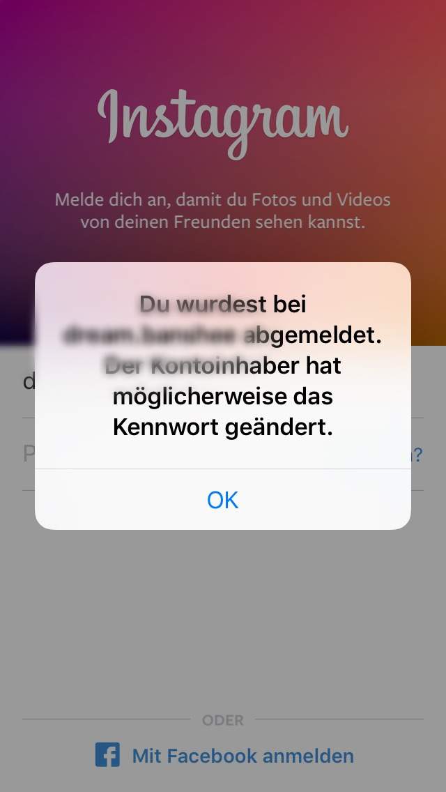Warum kann ich mich nur auf der webseite bei Instagram Anmelden? (Fehler)