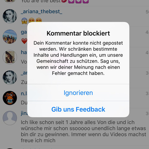 Kommentar blockiert und diese Meldung schon seit fast 4 Tagen  - (Instagram, Instagram blockiert)