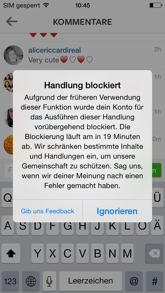 Instagram Kommentare auf englisch gelten als Beleidigung?