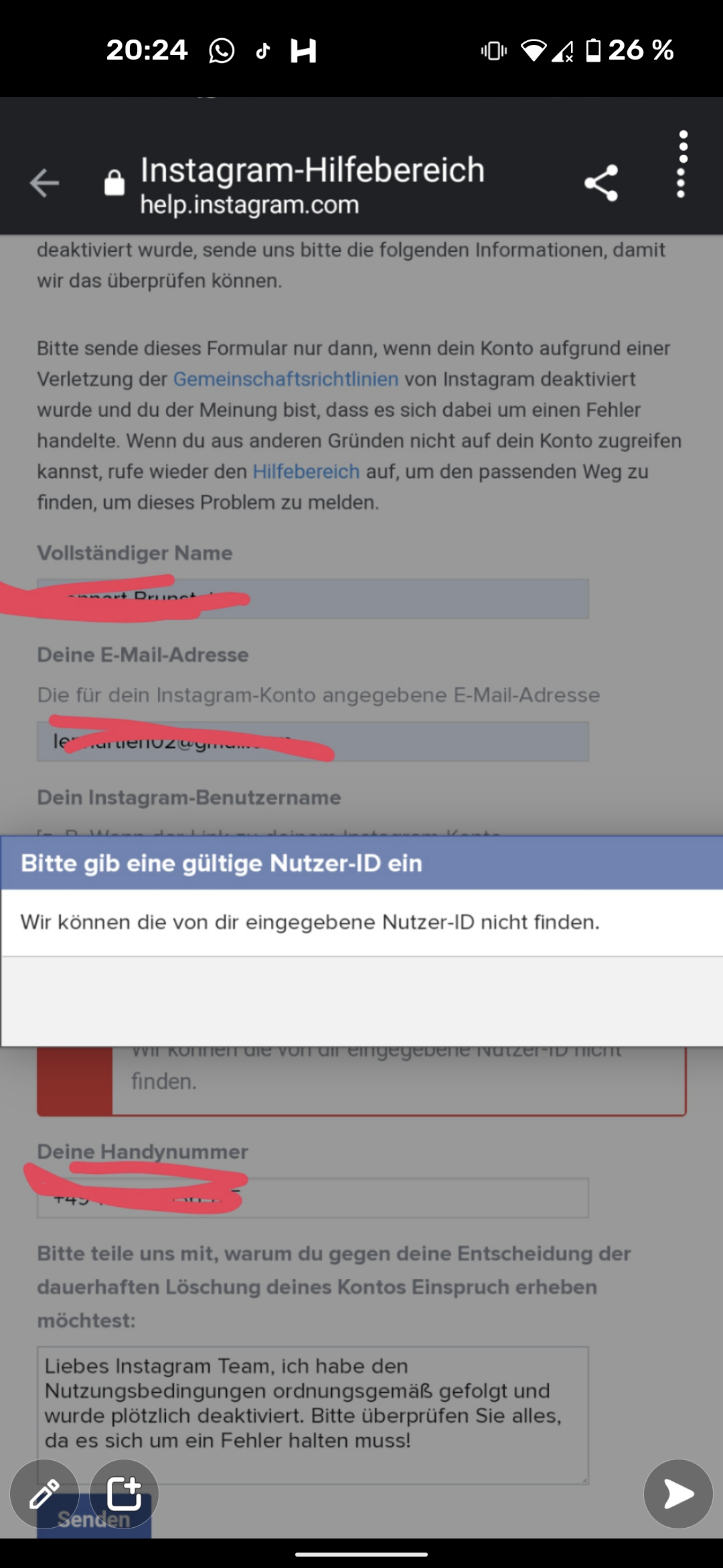 Instagram Konto Gesperrt- Formular Funktioniert Nicht? (Support ...