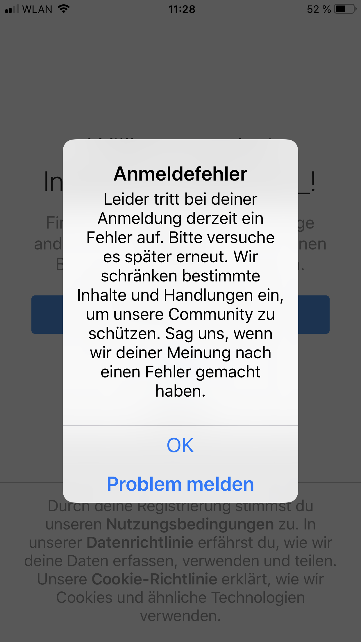 Instagram Konto Problem Hilfe? (registrieren)