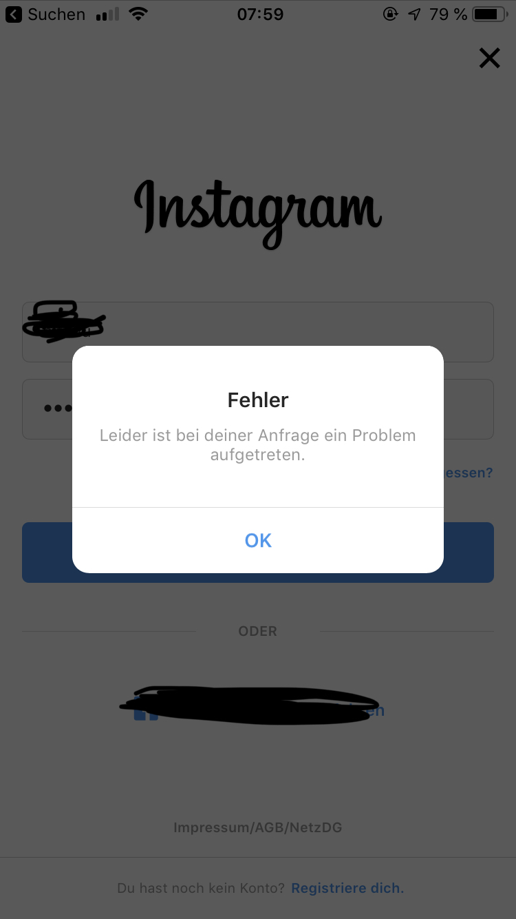 Instagram Login funktioniert nicht instagram „leider ist bei deiner anfrage ein problem