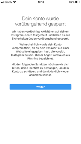 Instagram wegen „Phishing“ vorübergehend gesperrt?