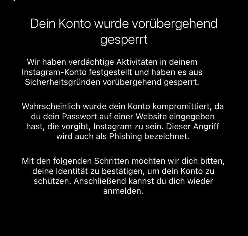 Instgram Konto vorübergehend Gesperrt? (App, Facebook, Instagram)