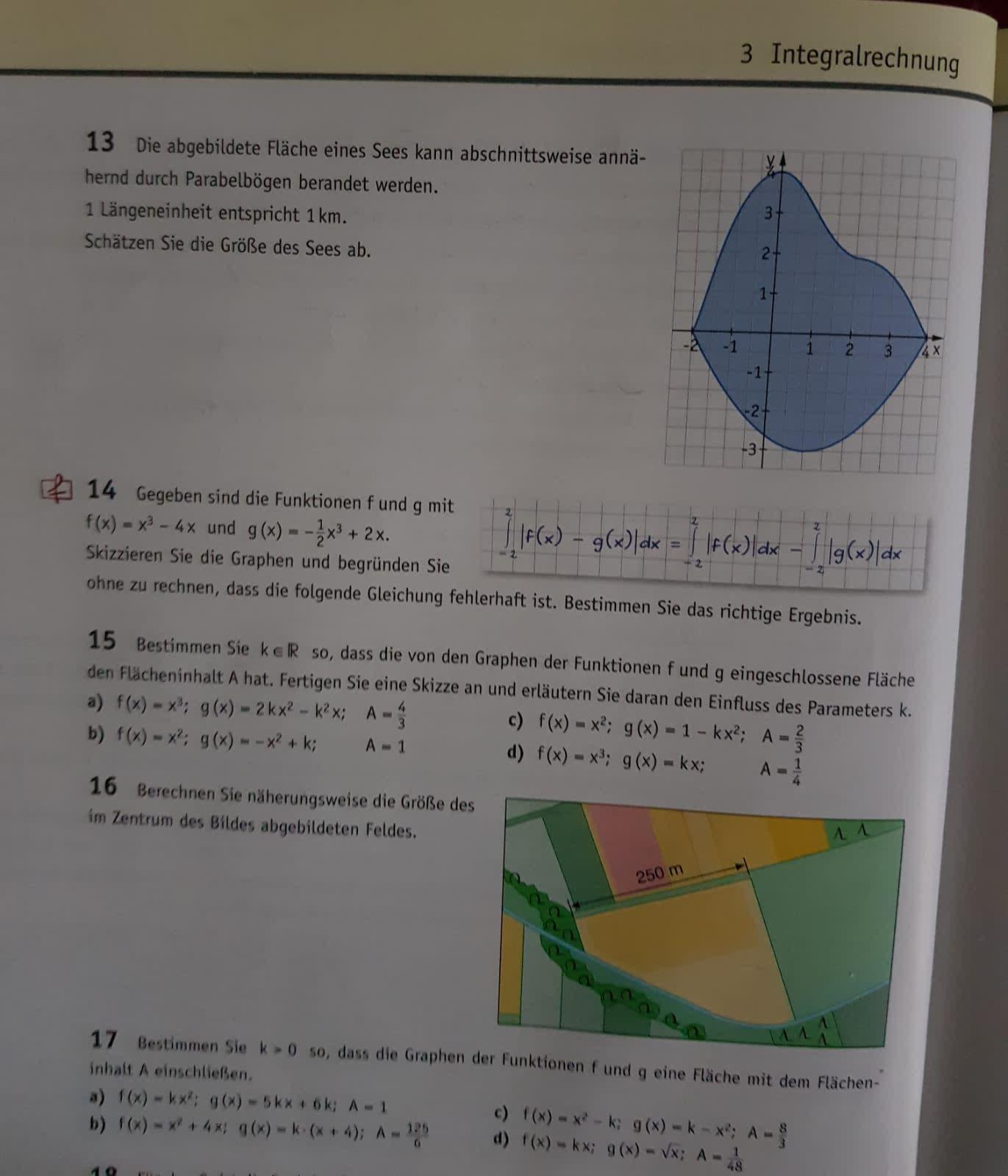 Integralrechnung Flache Zwischen 2 Funktionen Schule Mathematik Hausaufgaben