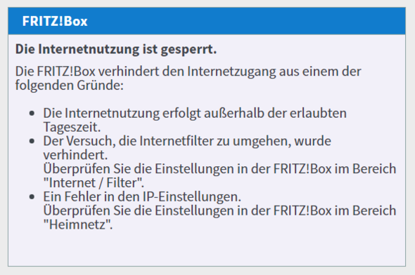Internet Nutzung Gesperrt Warum Ist Das So Fritz Box Sperre Filter