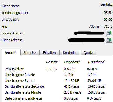 Verbindungsinformation - (Internet, Ping)