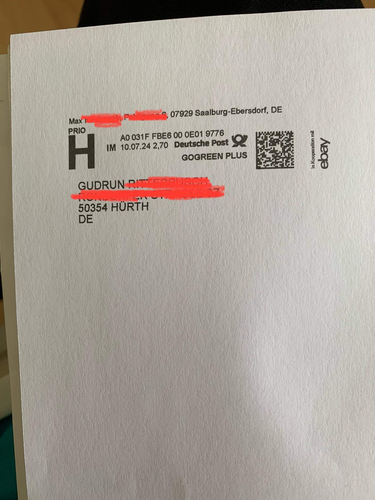 Internetmarke mit Anschrift? (Deutschland, Post, Versand)