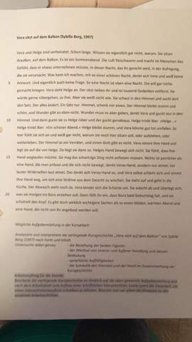 Interpretation Von Vera Sitzt Auf Dem Balkon Schule Deutsch Analyse