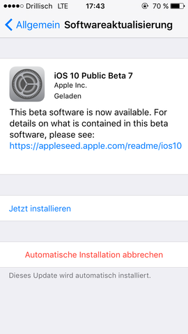 Einstellungen - (iPhone, ios10)